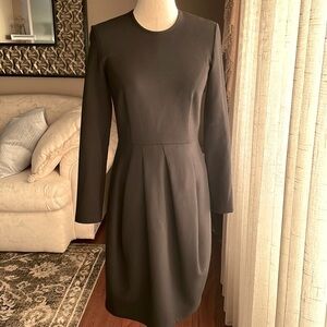 APIECE APART designer luxury black simple dress crew neck long sleeve pleated 4